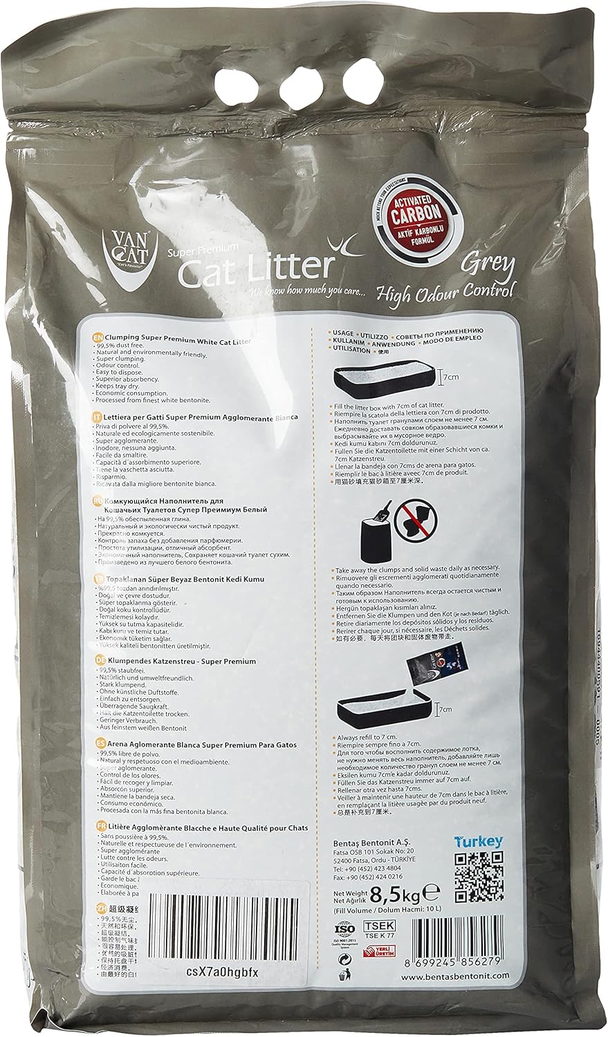 Van Cat White Bentonite Clumping Cat Litter Grey 10KG Cat Litter